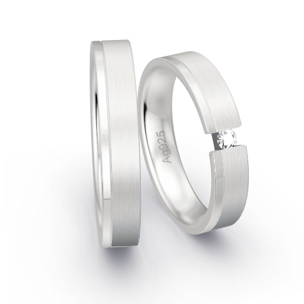 Trauringe Silber 925 mit 0.07 ct. Brillanten GR24437