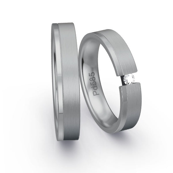 Trauringe Palladium 585 mit 0.07 ct. Brillanten GR24439