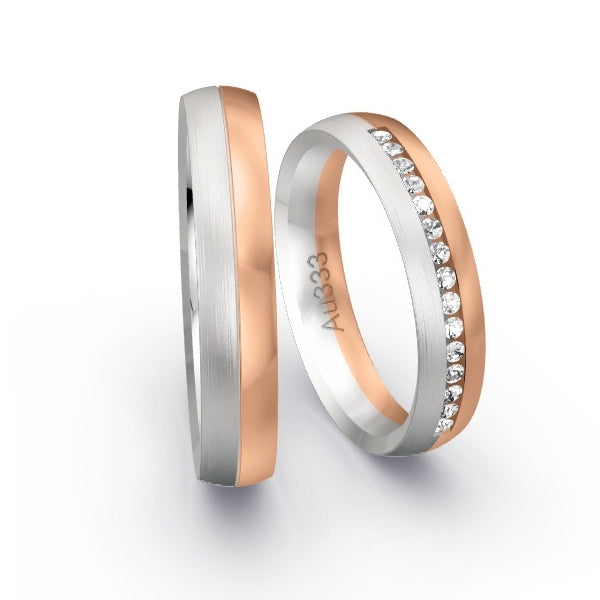 Trauringe Weissgold 333 / Rotgold 333 mit 0.15 ct. Brillanten GR24442