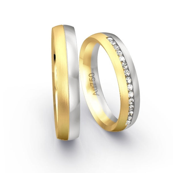 Trauringe Gelbgold 750 / Weissgold 750 mit 0.15 ct. Brillanten GR24449