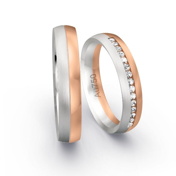 Trauringe Weissgold 750 / Rotgold 750 mit 0.15 ct. Brillanten GR24450