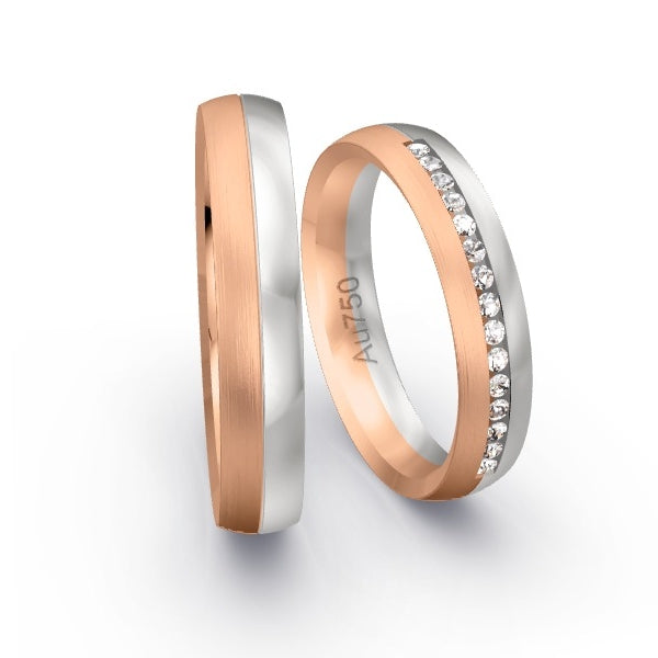 Trauringe Rotgold 750 / Weissgold 750 mit 0.15 ct. Brillanten GR24451