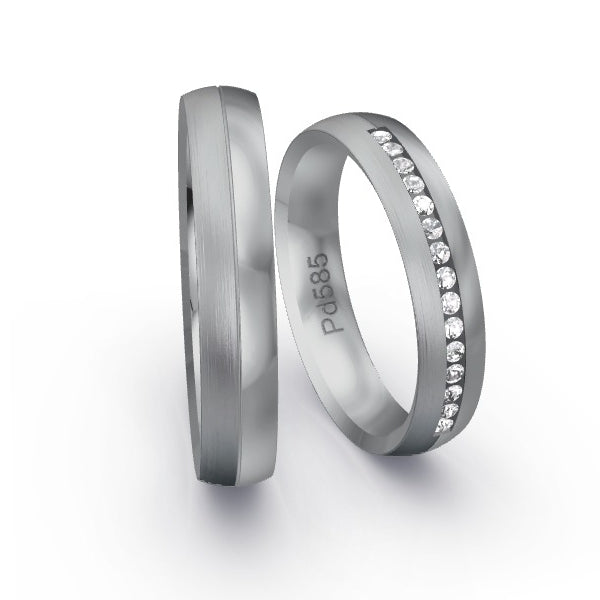 Trauringe Palladium 585 mit 0.15 ct. Brillanten GR24454