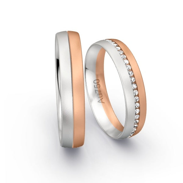 Trauringe Weissgold 750 / Rotgold 750 mit 0.245 ct. Brillanten GR24465