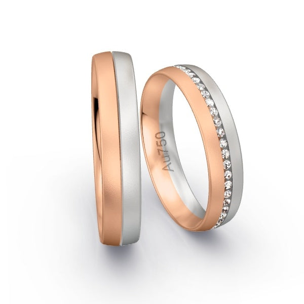 Trauringe Rotgold 750 / Weissgold 750 mit 0.245 ct. Brillanten GR24466