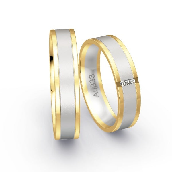 Trauringe Gelbgold 333 / Weissgold 333 mit 0.015 ct. Brillanten GR24471