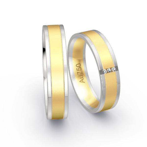 Trauringe Weissgold 750 / Gelbgold 750 mit 0.015 ct. Brillanten GR24478