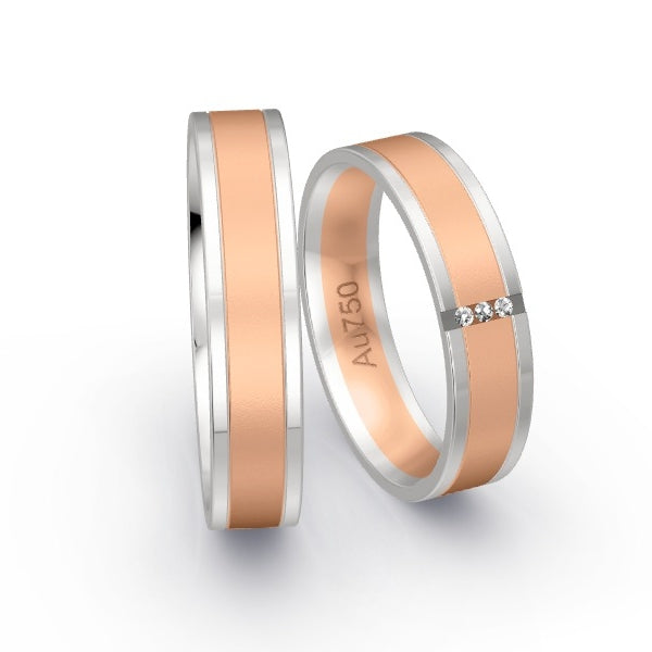 Trauringe Weissgold 750 / Rotgold 750 mit 0.015 ct. Brillanten GR24481