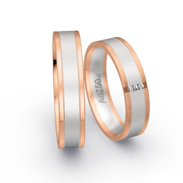 Trauringe Rotgold 750 / Weissgold 750 mit 0.015 ct. Brillanten GR24482