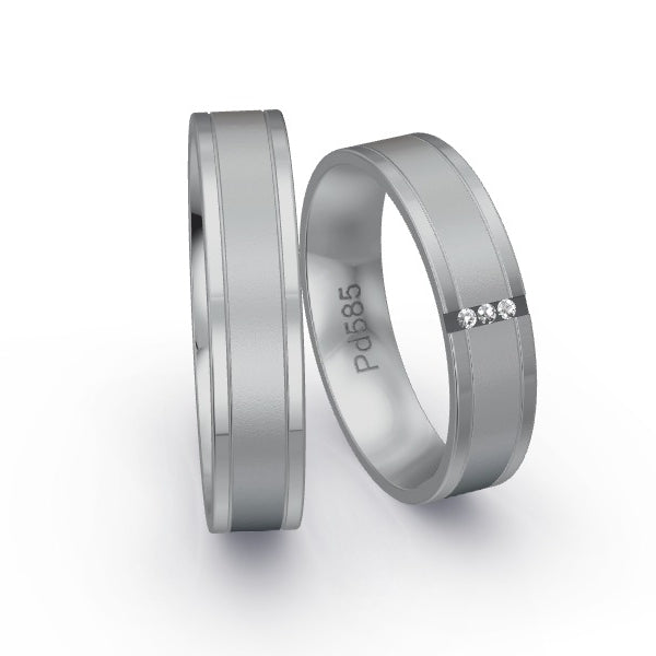Trauringe Palladium 585 mit 0.015 ct. Brillanten GR24485