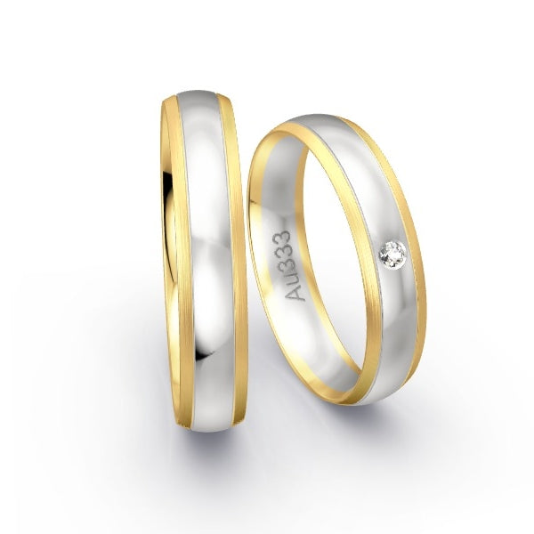 Trauringe Gelbgold 333 / Weissgold 333 mit 0.02 ct. Brillanten GR24487