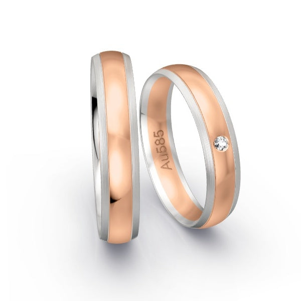 Trauringe Weissgold 585 / Rotgold 585 mit 0.02 ct. Brillanten GR24492