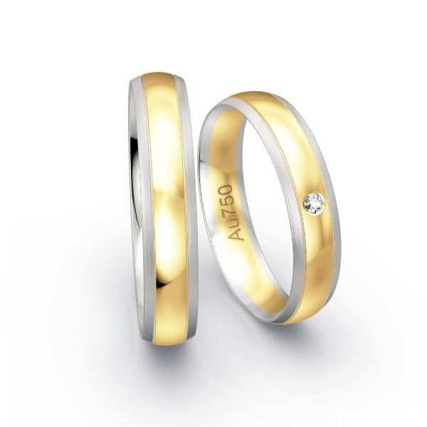 Trauringe Weissgold 750 / Gelbgold 750 mit 0.02 ct. Brillanten GR24494