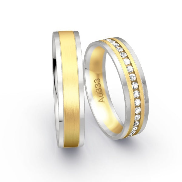 Trauringe Weissgold 333 / Gelbgold 333 mit 0.555 ct. Brillanten GR24501