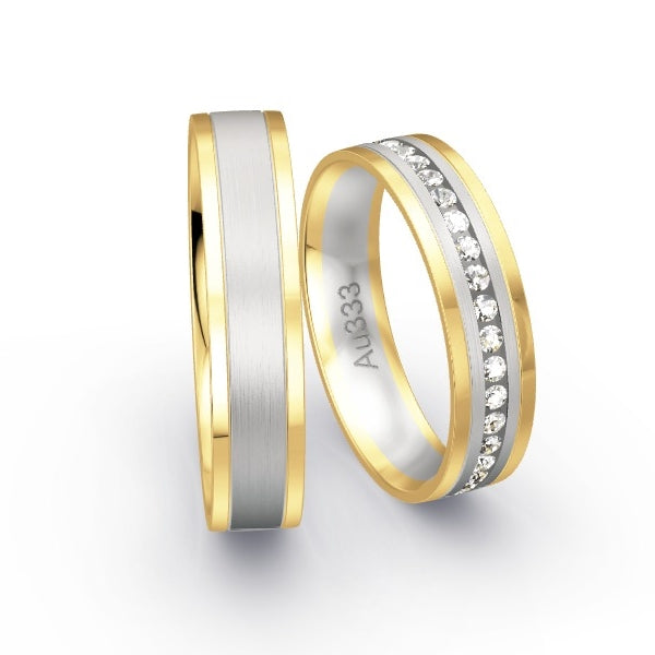 Trauringe Gelbgold 333 / Weissgold 333 mit 0.555 ct. Brillanten GR24502