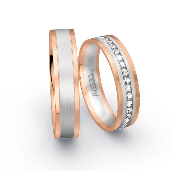 Trauringe Rotgold 333 / Weissgold 333 mit 0.555 ct. Brillanten GR24504