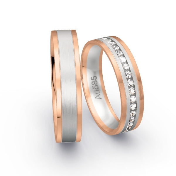 Trauringe Rotgold 585 / Weissgold 585 mit 0.555 ct. Brillanten GR24508