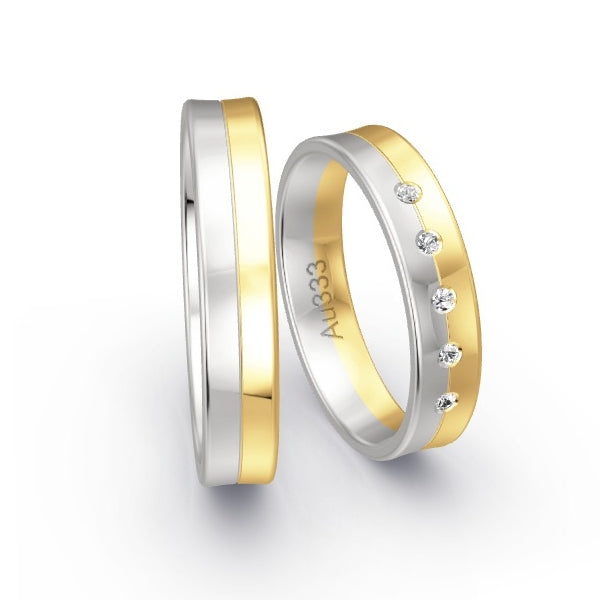 Trauringe Weissgold 333 / Gelbgold 333 mit 0.05 ct. Brillanten GR24516