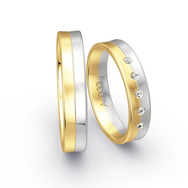 Trauringe Gelbgold 333 / Weissgold 333 mit 0.05 ct. Brillanten GR24517