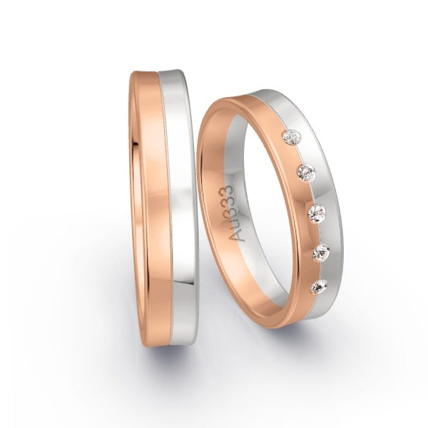 Trauringe Rotgold 333 / Weissgold 333 mit 0.05 ct. Brillanten GR24519