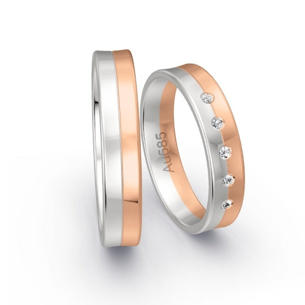 Trauringe Weissgold 585 / Rotgold 585 mit 0.05 ct. Brillanten GR24522