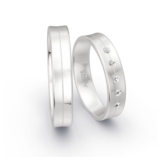 Trauringe Silber 925 mit 0.05 ct. Brillanten GR24528