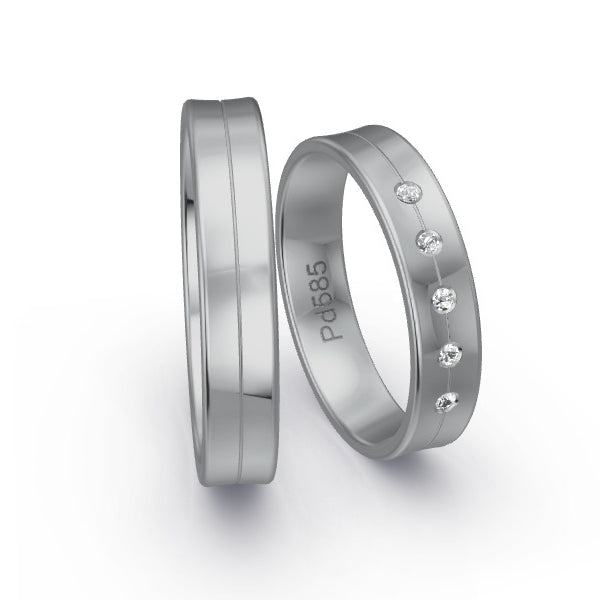 Trauringe Palladium 585 mit 0.05 ct. Brillanten GR24530