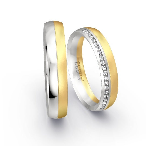 Trauringe Weissgold 333 / Gelbgold 333 mit 0.105 ct. Brillanten GR24531
