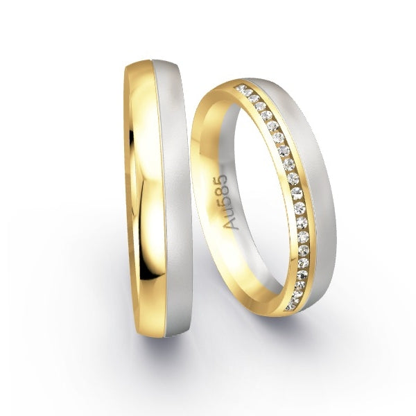 Trauringe Gelbgold 585 / Weissgold 585 mit 0.105 ct. Brillanten GR24536