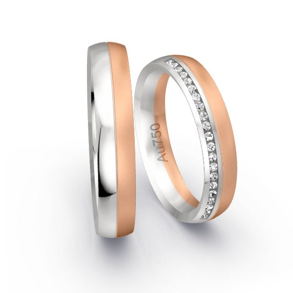Trauringe Weissgold 750 / Rotgold 750 mit 0.105 ct. Brillanten GR24541
