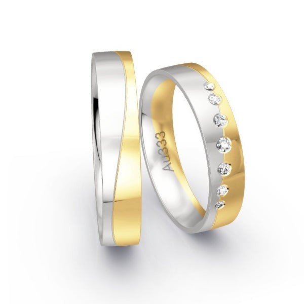 Trauringe Weissgold 333 / Gelbgold 333 mit 0.08 ct. Brillanten GR24546