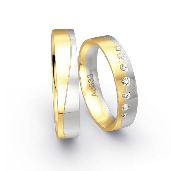 Trauringe Gelbgold 333 / Weissgold 333 mit 0.08 ct. Brillanten GR24547