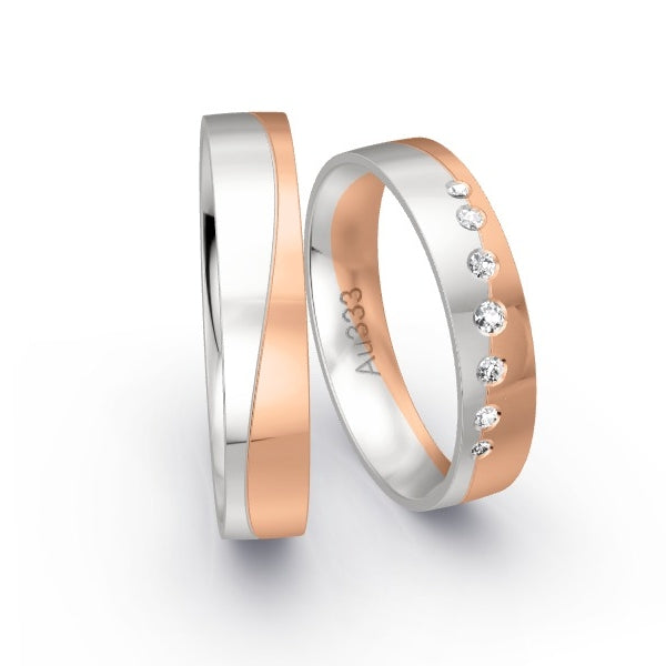 Trauringe Weissgold 333 / Rotgold 333 mit 0.08 ct. Brillanten GR24548