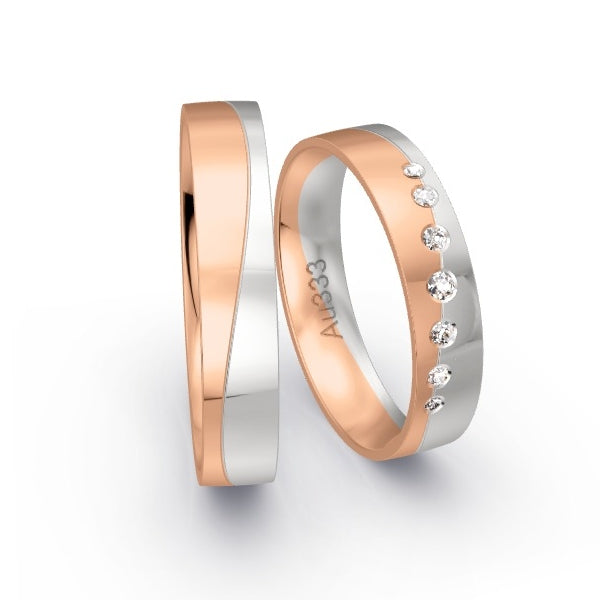 Trauringe Rotgold 333 / Weissgold 333 mit 0.08 ct. Brillanten GR24549