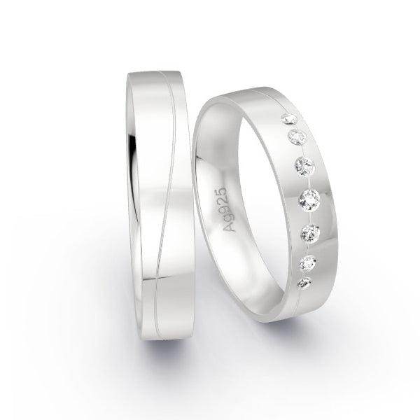 Trauringe Silber 925 mit 0.08 ct. Brillanten GR24558
