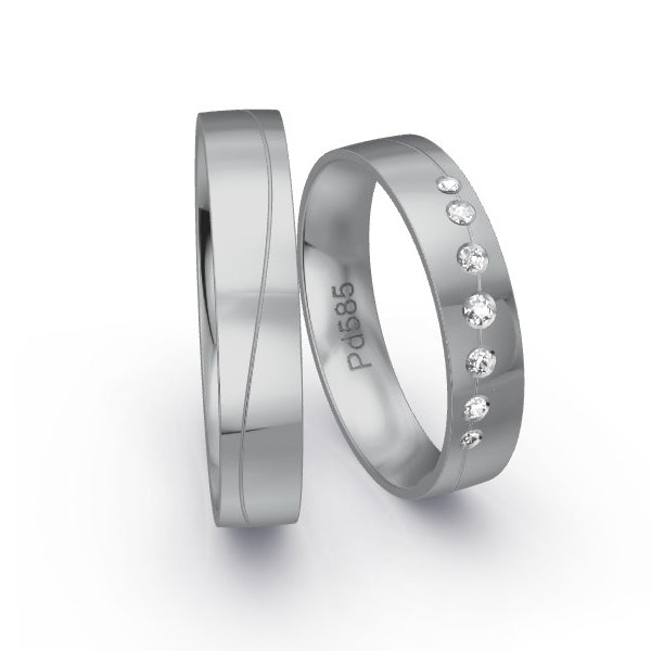 Trauringe Palladium 585 mit 0.08 ct. Brillanten GR24560