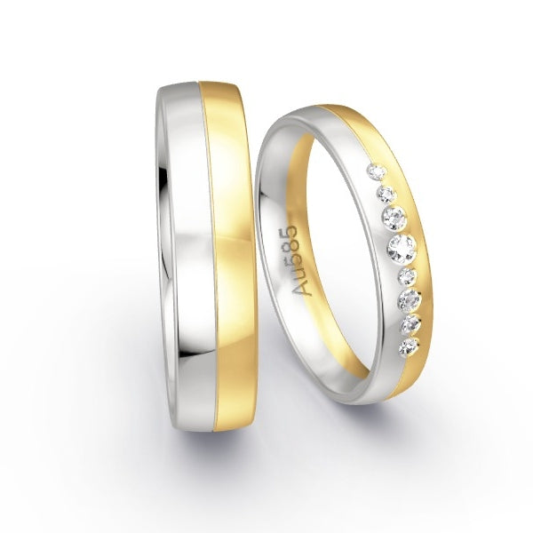 Trauringe Weissgold 585 / Gelbgold 585 mit 0.095 ct. Brillanten GR24565