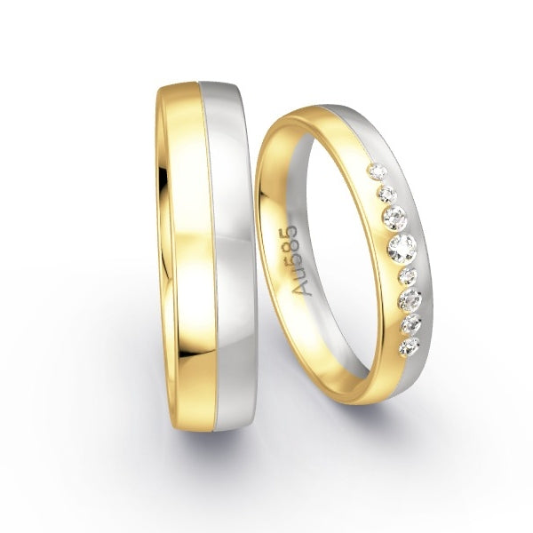 Trauringe Gelbgold 585 / Weissgold 585 mit 0.095 ct. Brillanten GR24566