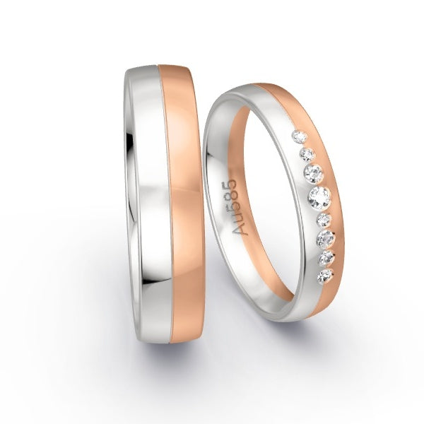 Trauringe Weissgold 585 / Rotgold 585 mit 0.095 ct. Brillanten GR24567