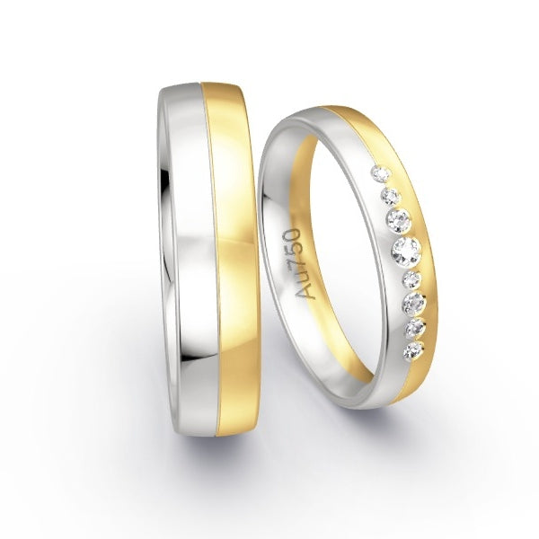 Trauringe Weissgold 750 / Gelbgold 750 mit 0.095 ct. Brillanten GR24569
