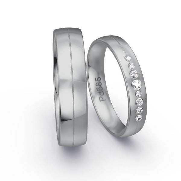 Trauringe Palladium 585 mit 0.095 ct. Brillanten GR24575
