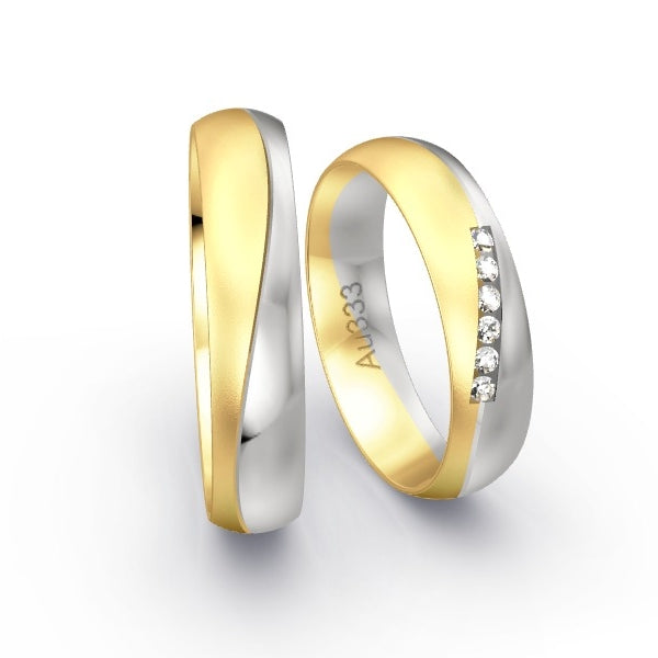 Trauringe Gelbgold 333 / Weissgold 333 mit 0.09 ct. Brillanten GR24577