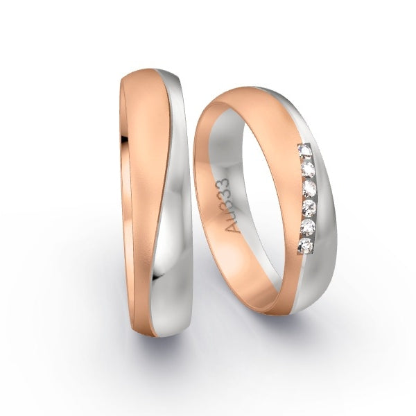Trauringe Rotgold 333 / Weissgold 333 mit 0.09 ct. Brillanten GR24579
