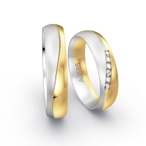 Trauringe Weissgold 585 / Gelbgold 585 mit 0.09 ct. Brillanten GR24580