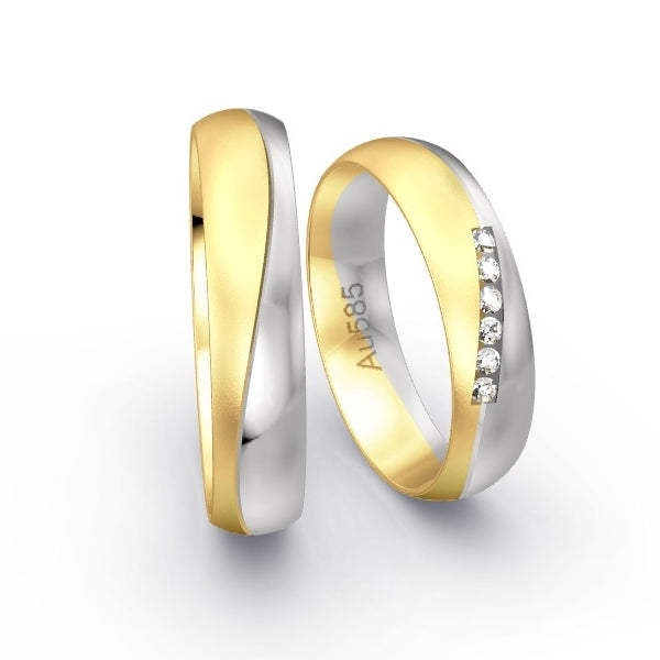 Trauringe Gelbgold 585 / Weissgold 585 mit 0.09 ct. Brillanten GR24581