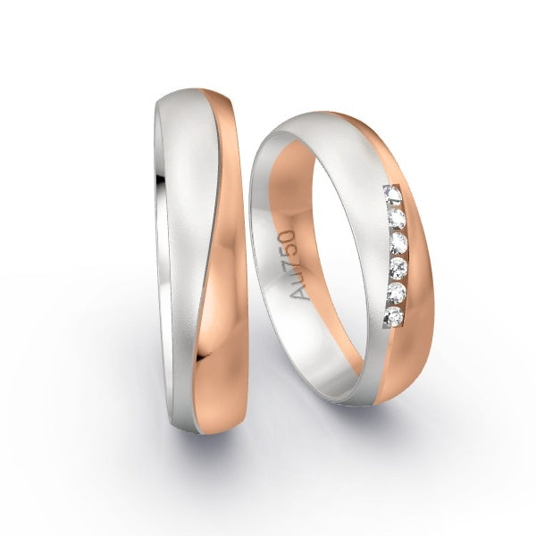 Trauringe Weissgold 750 / Rotgold 750 mit 0.09 ct. Brillanten GR24586