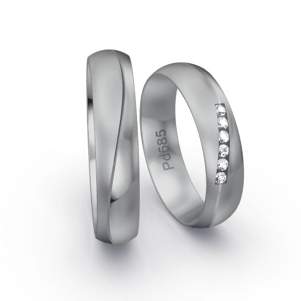 Trauringe Palladium 585 mit 0.09 ct. Brillanten GR24590