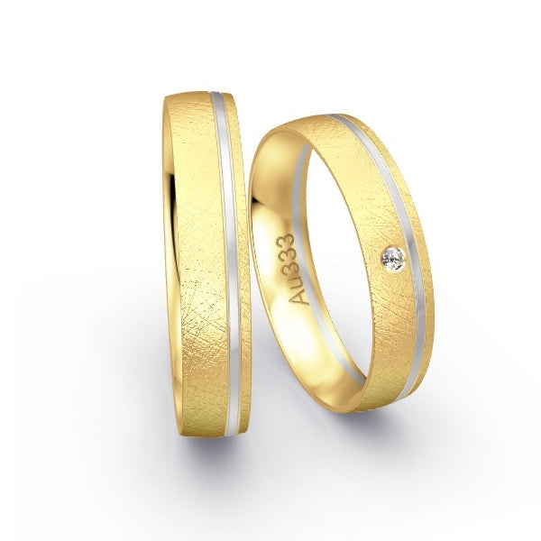 Trauringe Gelbgold 333 / Weissgold 333 mit 0.015 ct. Brillanten GR24592
