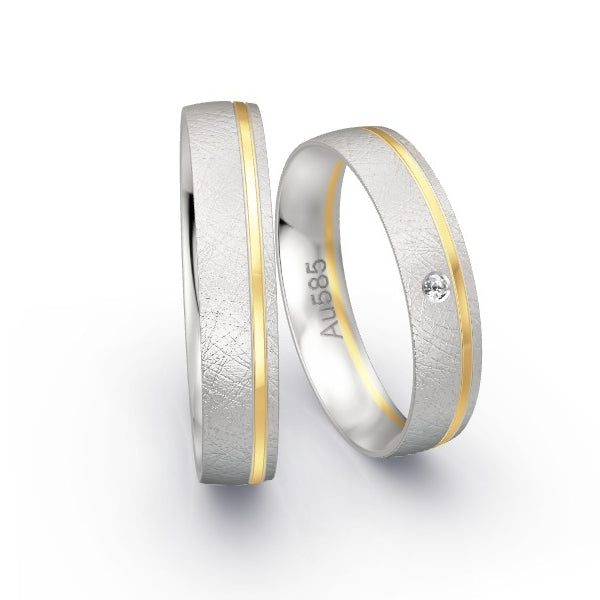 Trauringe Weissgold 585 / Gelbgold 585 mit 0.015 ct. Brillanten GR24595