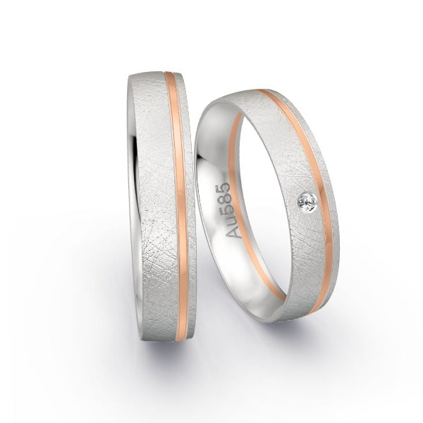 Trauringe Weissgold 585 / Rotgold 585 mit 0.015 ct. Brillanten GR24597